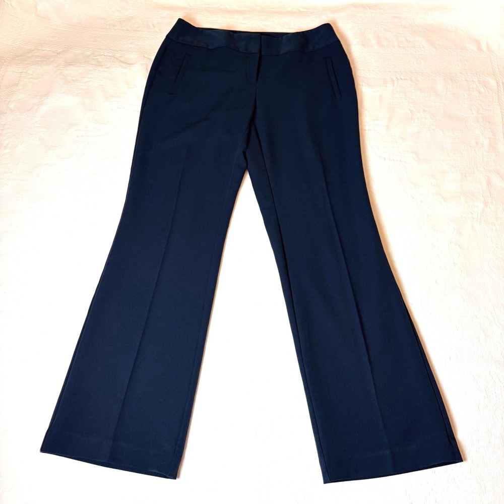 Anne Klein Navy Blue Bootcut Dress Pants Mid Rise Trousers Size 10 Office